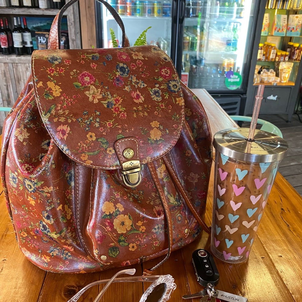 Patricia Nash Floral Tan Leather Backpack